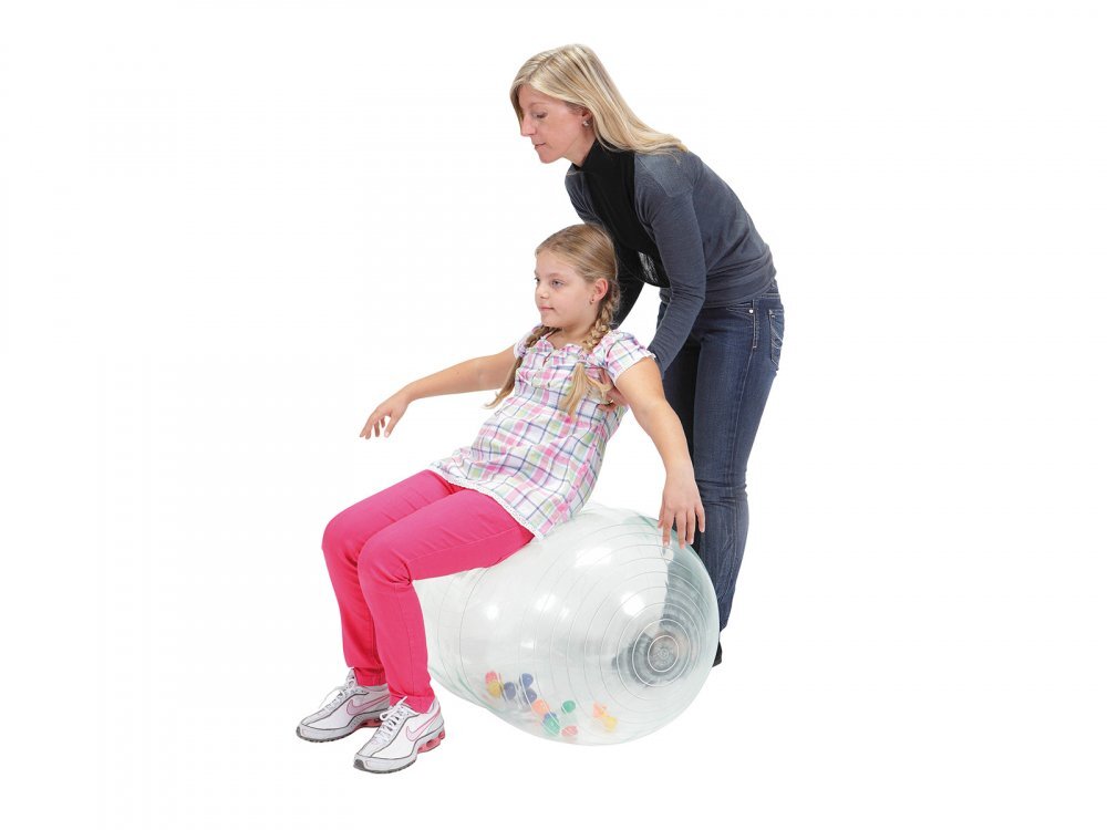 Gymnic Minge aluna fizioterapeutica Physio Activity Roll transparenta diametru 55 cm cu mingi in interior