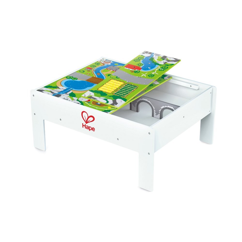 HAPE Masa din lemn reversibila pentru depozitarea trenurilor de jucarie