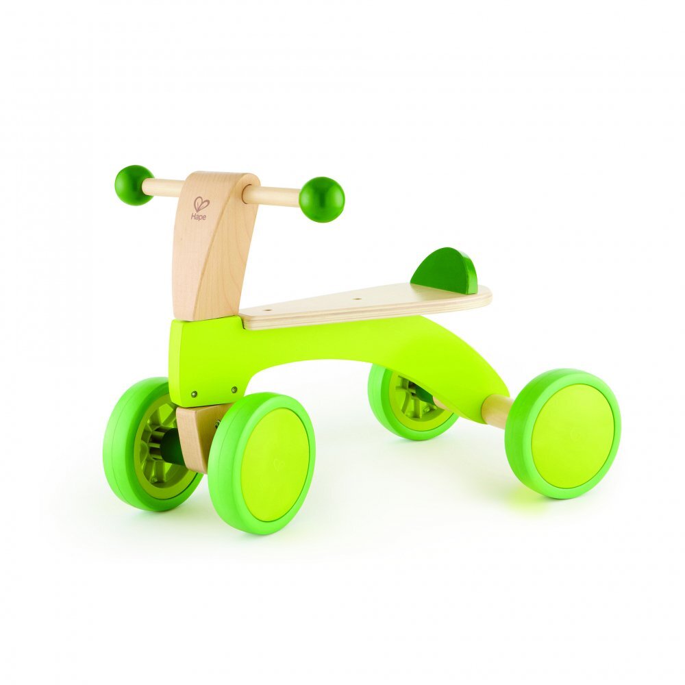 HAPE Ride-On copii fara pedale cu 4 roti fabricat din lemn cu roti silentioase recomandat copiilor de la 12 luni