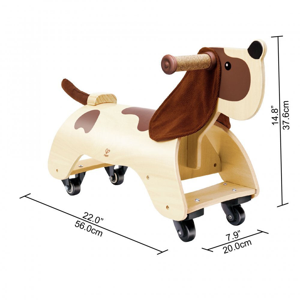 HAPE Ride-On pentru copii din lemn Catel scaun curbat ergonomic rotile din fata se rotesc la 360 de grade recomandat copiilor de la 1 an