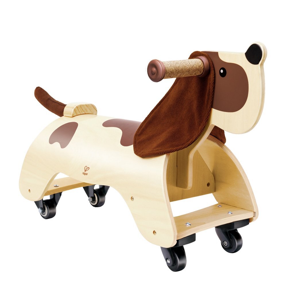 HAPE Ride-On pentru copii din lemn Catel scaun curbat ergonomic rotile din fata se rotesc la 360 de grade recomandat copiilor de la 1 an