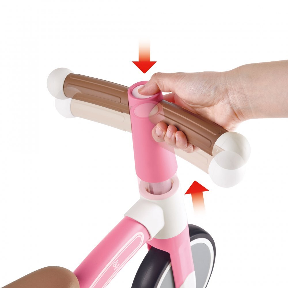 HAPE Tricicleta copii de echilibru cu 3 roti roz deschis cadru usor de aluminiu scaun reglabil roti fabricate din material spumant TPU moale si flexibil de la 18 luni