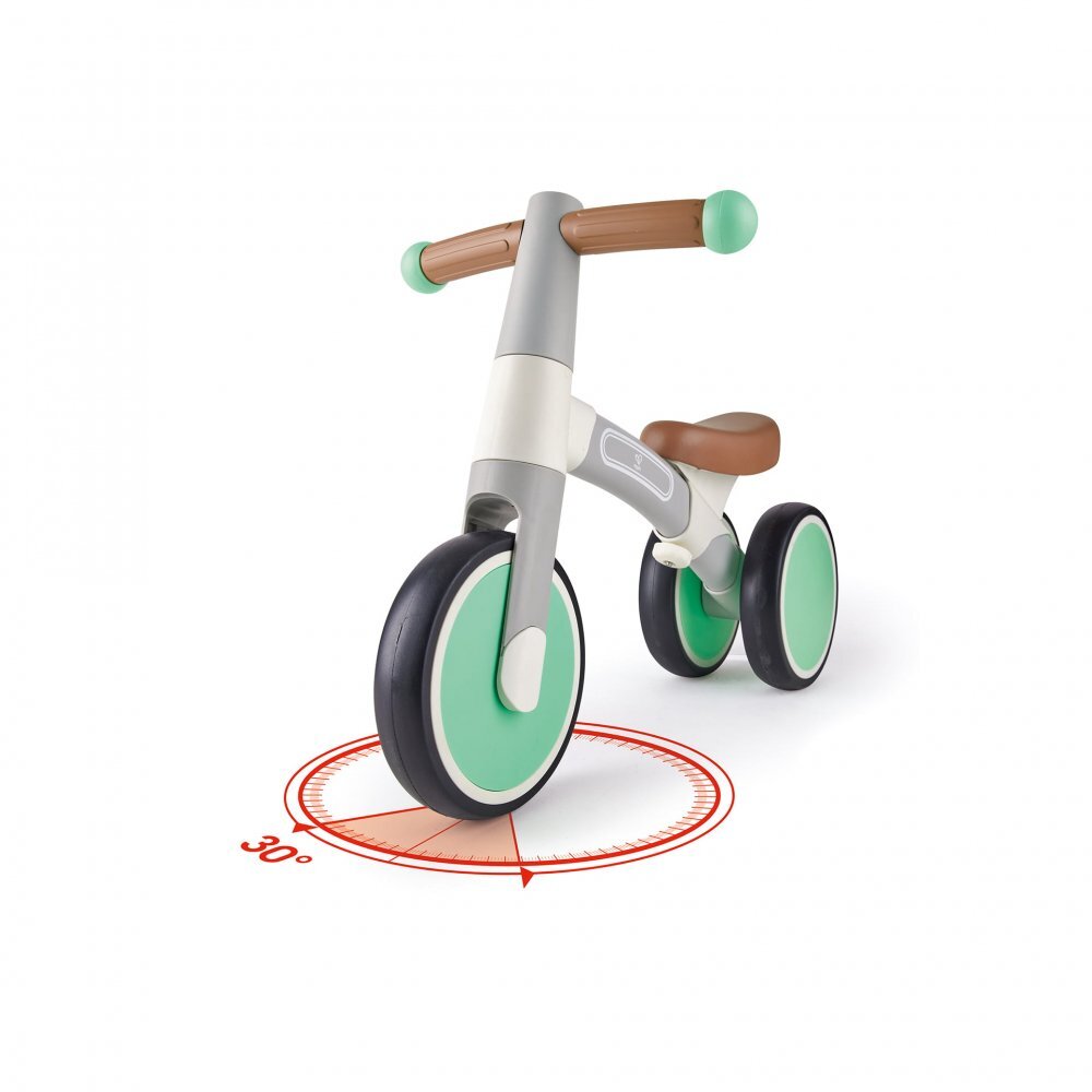 HAPE Tricicleta copii de echilibru cu 3 roti verde deschis cadru usor de aluminiu scaun reglabil roti fabricate din material spumant TPU moale si flexibil de la 18 luni