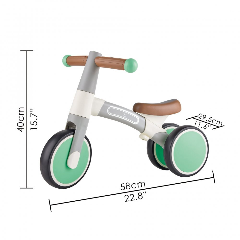 HAPE Tricicleta copii de echilibru cu 3 roti verde deschis cadru usor de aluminiu scaun reglabil roti fabricate din material spumant TPU moale si flexibil de la 18 luni