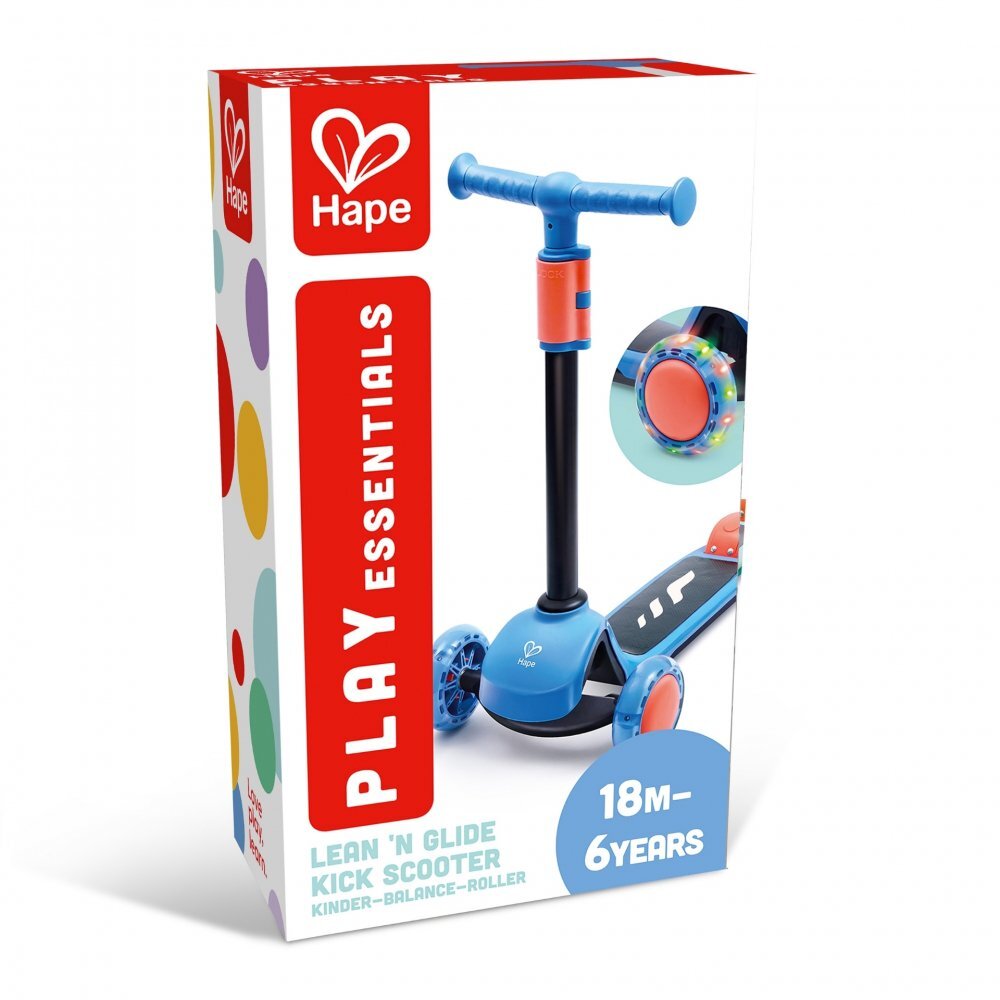 HAPE Trotineta pentru copii Glide Kick Scooter albastru cu ghidon reglabil si roti luminoase