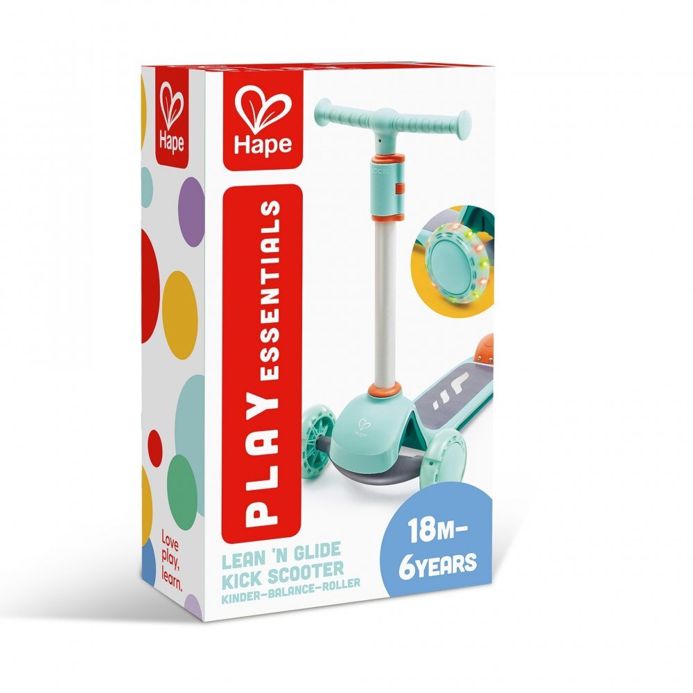 HAPE Trotineta pentru copii Glide Kick Scooter turcoaz cu ghidon reglabil si roti luminoase