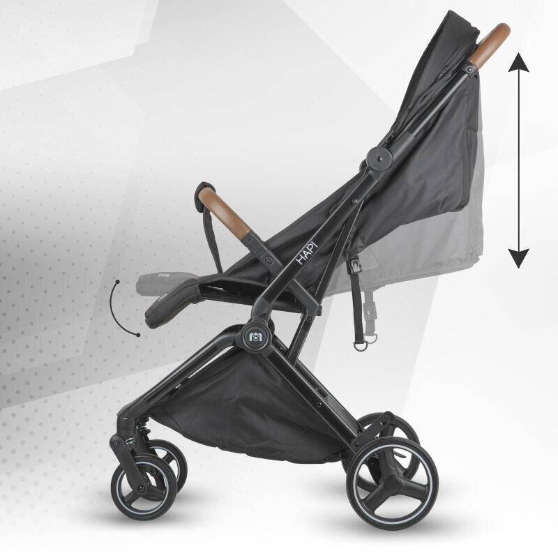 Hapi Carucior pentru copii Marlin Shadow Black ultrapliabil cu pliere automata copertina cu protectie UV spatar reglabil pozitie verticala dupa pliere certificat pana la 22 kg