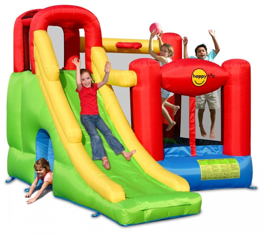 Happy Hop Saltea gonflabil Play Center 6 in 1 cu spaiu de crat loc de joac cu bile co de baschet si tunel