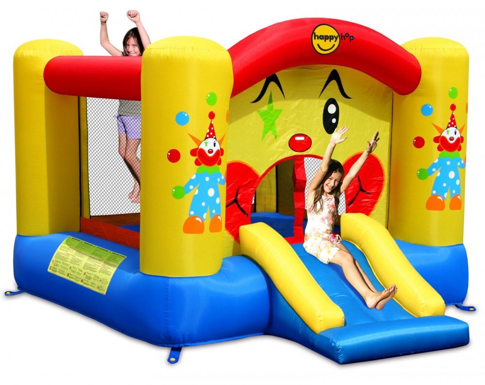 Happy Hop Saltea gonflabila Clovn cu tobogan spatiu pentru sarit si cos de baschet