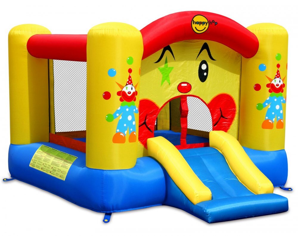 Happy Hop Saltea gonflabila Clovn cu tobogan spatiu pentru sarit si cos de baschet