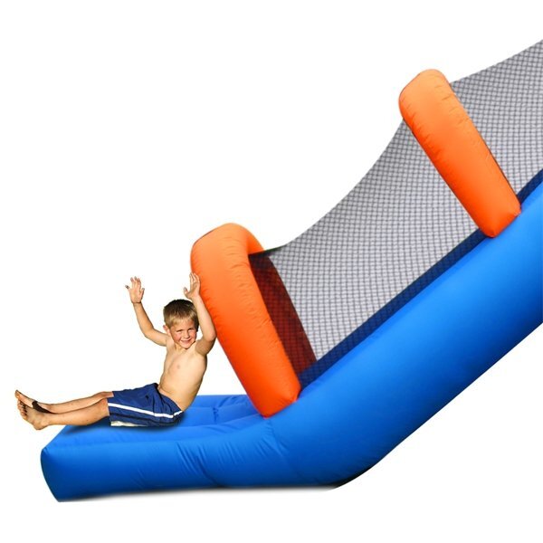 Happy Hop Saltea gonflabila mini Water Park cu spatiu de catarat trei tobogane cos de baschet si tunel