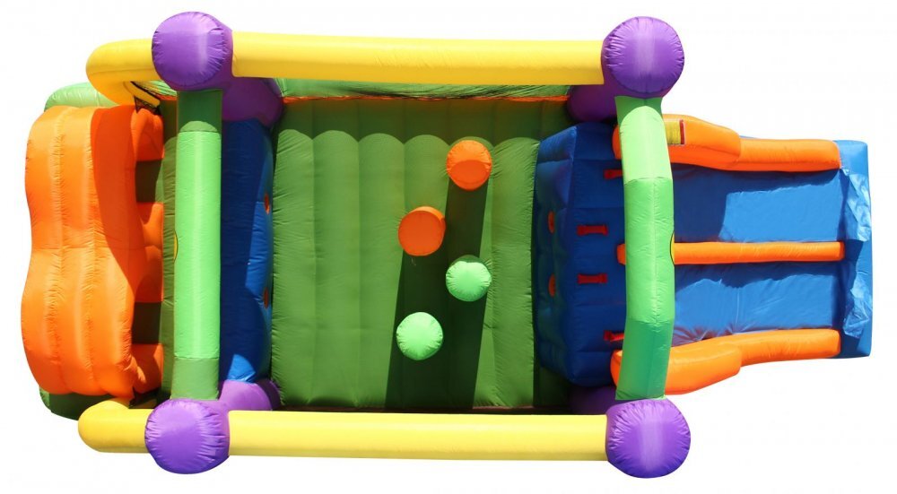 Happy Hop Saltea gonflabila Obstacle Course cu spatiu de catarat doua tobogane loc pentru sarit si doua tunele