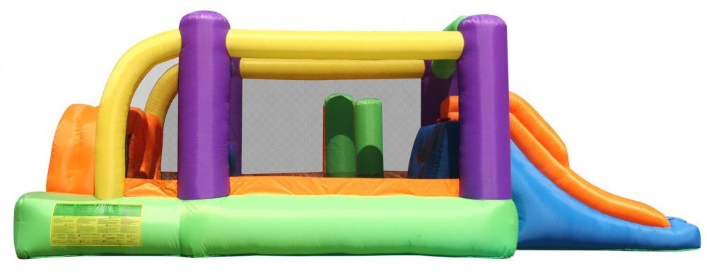 Happy Hop Saltea gonflabila Obstacle Course cu spatiu de catarat doua tobogane loc pentru sarit si doua tunele