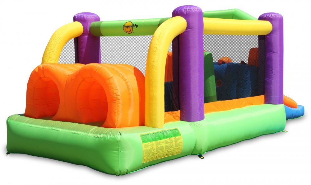 Happy Hop Saltea gonflabila Obstacle Course cu spatiu de catarat doua tobogane loc pentru sarit si doua tunele