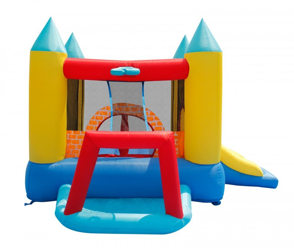 Happy Hop Saltea gonflabila Play Center 4 in 1 cu tobogan loc de joaca cu bile si cos de baschet