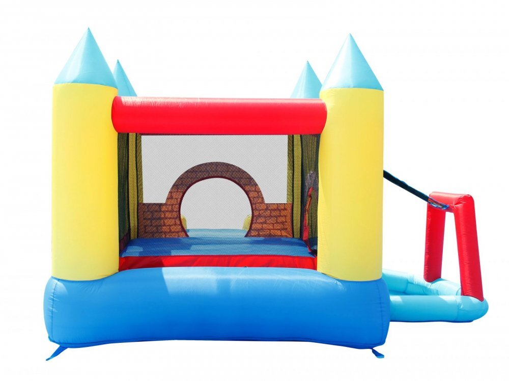Happy Hop Saltea gonflabila Play Center 4 in 1 cu tobogan loc de joaca cu bile si cos de baschet