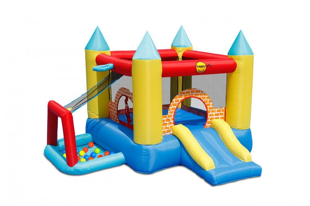 Happy Hop Saltea gonflabila Play Center 4 in 1 cu tobogan loc de joaca cu bile si cos de baschet
