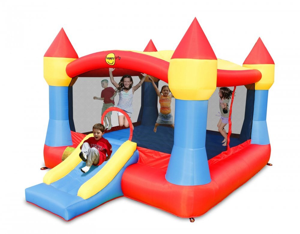 Happy Hop Saltea gonflabila Super Castel cu tobogan spatiu pentru sarituri i parasolar detasabil