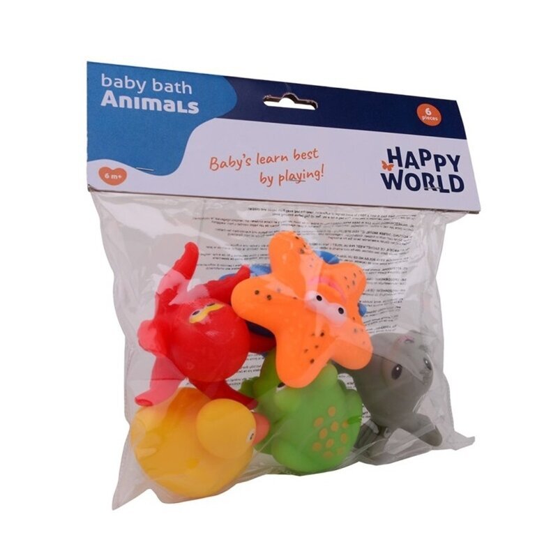 Happy World Set jucarii de baie din cauciuc 6 buc 6 luni+ multicolor