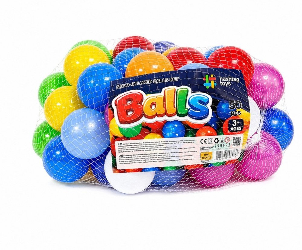 Hashtag Toys Set 50 de mingi din plastic cu diametrul de 6 cm