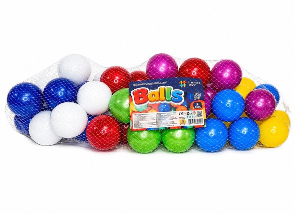 Hashtag Toys Set 60 de mingi din plastic cu diametrul de 8 cm