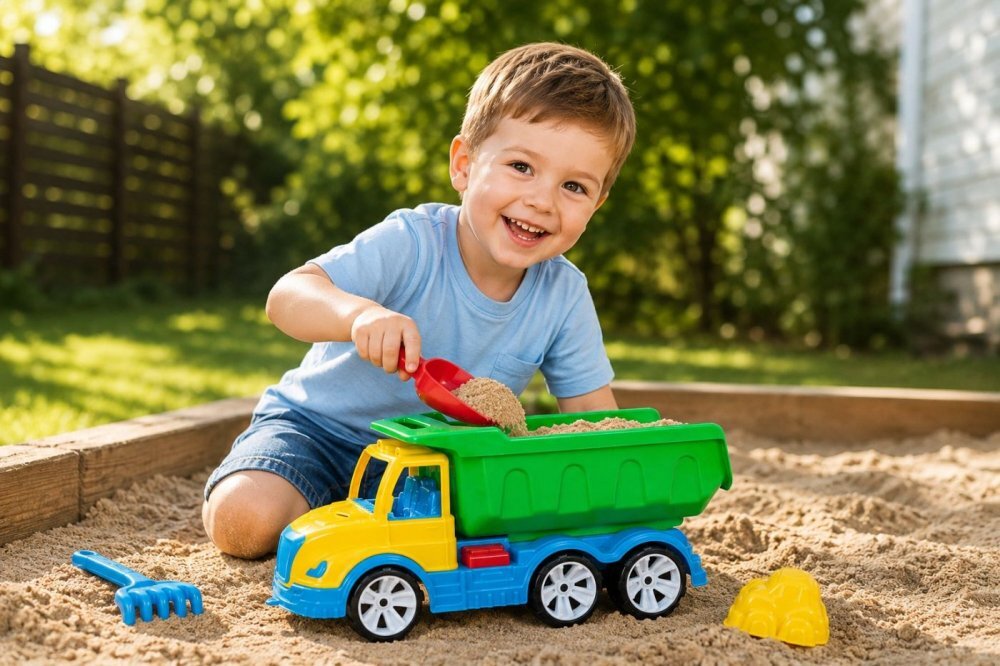Hashtag Toys Set basculanta verde Mati cu accesorii pentru nisip