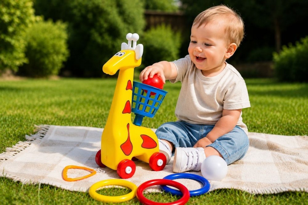 Hashtag Toys Set de aruncare cu inele pentru copii Girafa 3 in 1