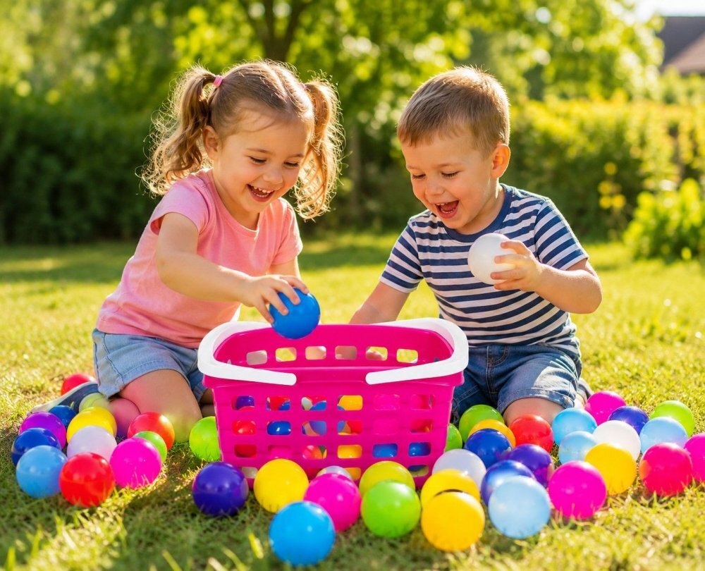 Hashtag Toys Set de joaca cu cosulet si bile colorate