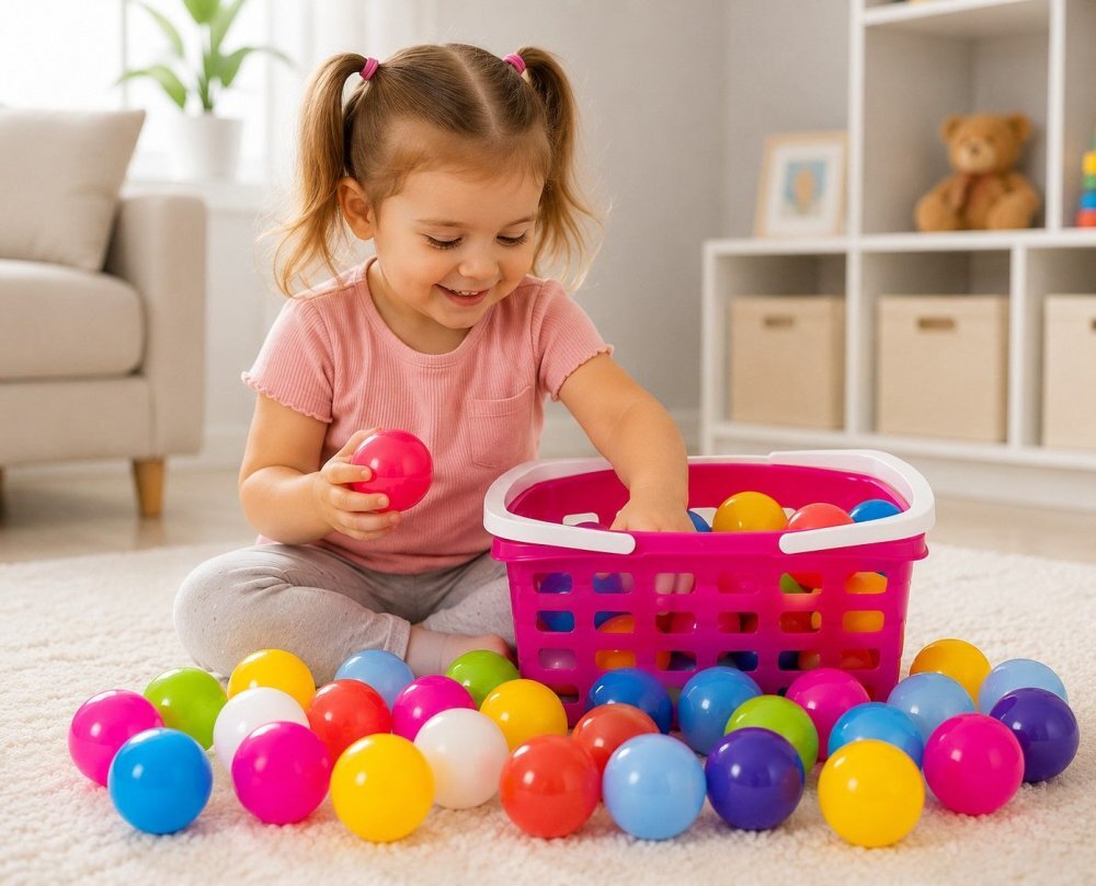 Hashtag Toys Set de joaca cu cosulet si bile colorate