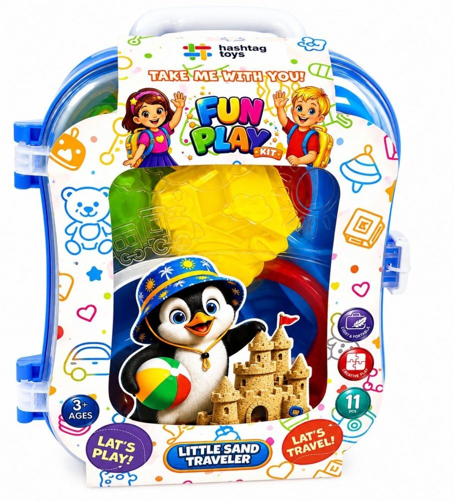 Hashtag Toys Set micul calator rucsac albastru pentru nisip