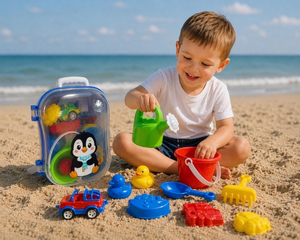 Hashtag Toys Set micul calator rucsac albastru pentru nisip