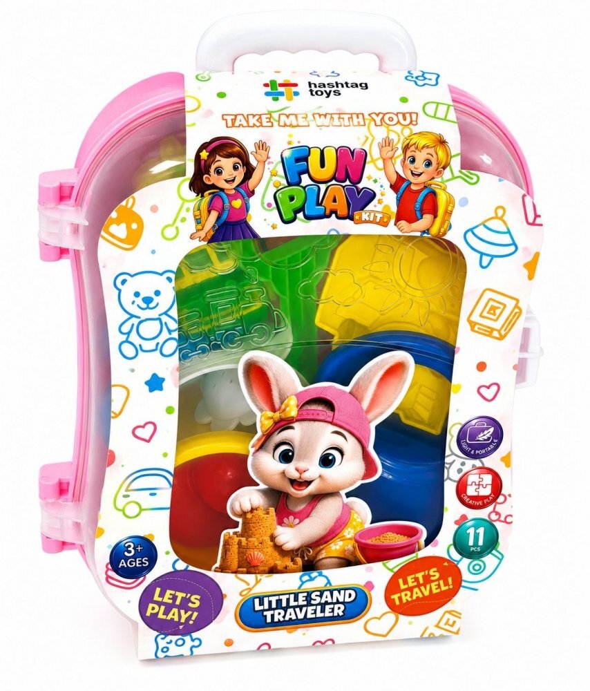 Hashtag Toys Set micul calator rucsac roz pentru nisip