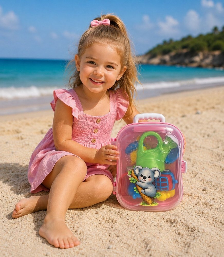 Hashtag Toys Set micul calator rucsac roz pentru nisip
