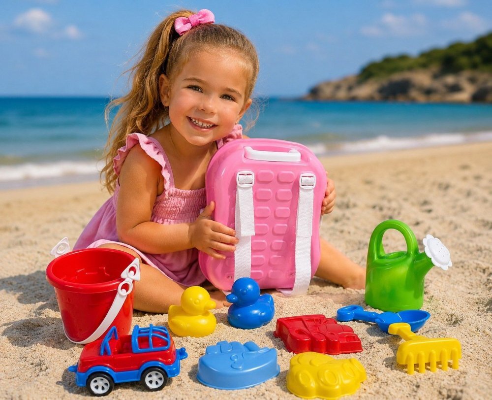 Hashtag Toys Set micul calator rucsac roz pentru nisip