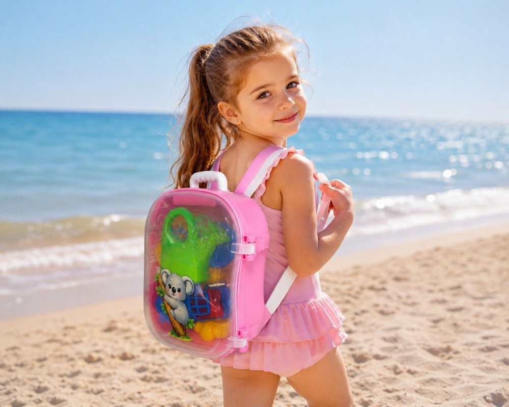 Hashtag Toys Set micul calator rucsac roz pentru nisip