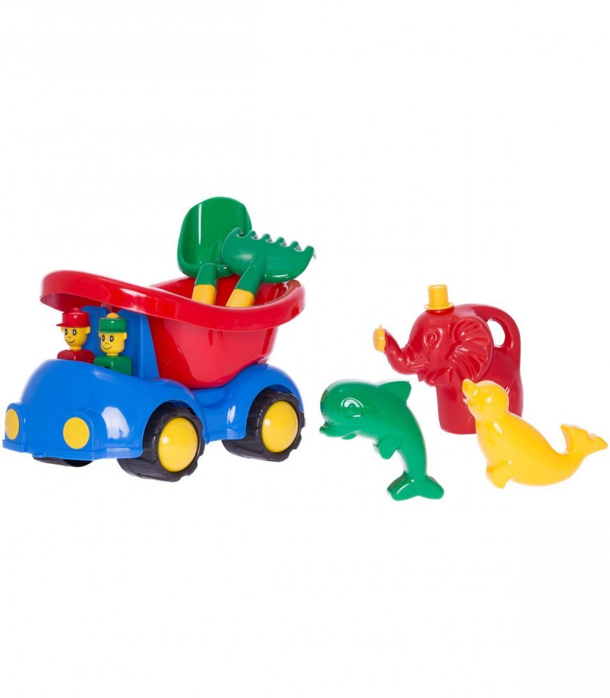 HEMAR Kit de joaca pentru nisip si autobasculanta cu pasageri 36 x 22 x 23 cm