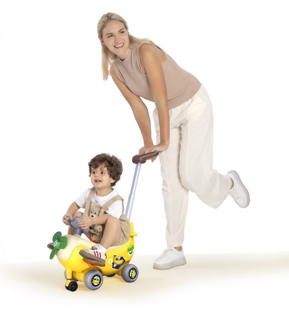 Hola Avion interactiv 4 in 1 ride on si maner de impingere banana