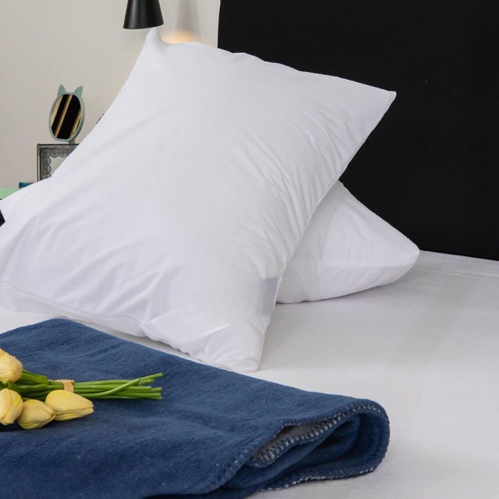 Homibon Fata de perna impermeabila cu fermoar Alb 50x70 cm lavabila la masina bumbac cu membrana TPU