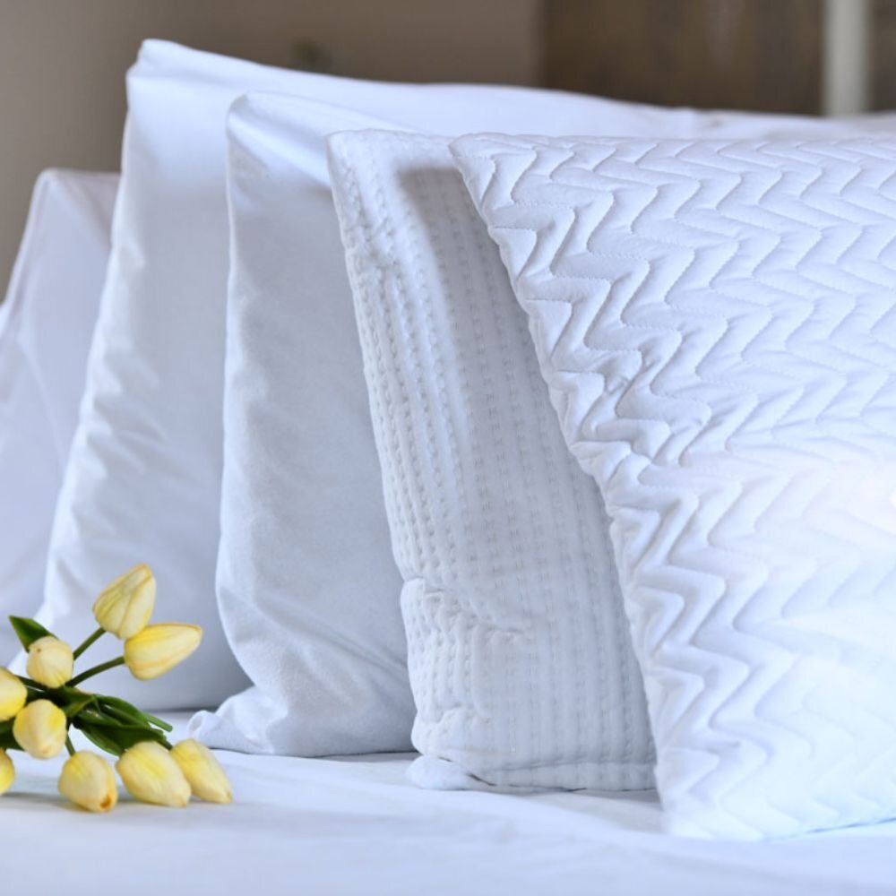 Homibon Fata de perna impermeabila cu fermoar matlasata Premium Alb 50x70 cm lavabila la masina bumbac cu membrana TPU