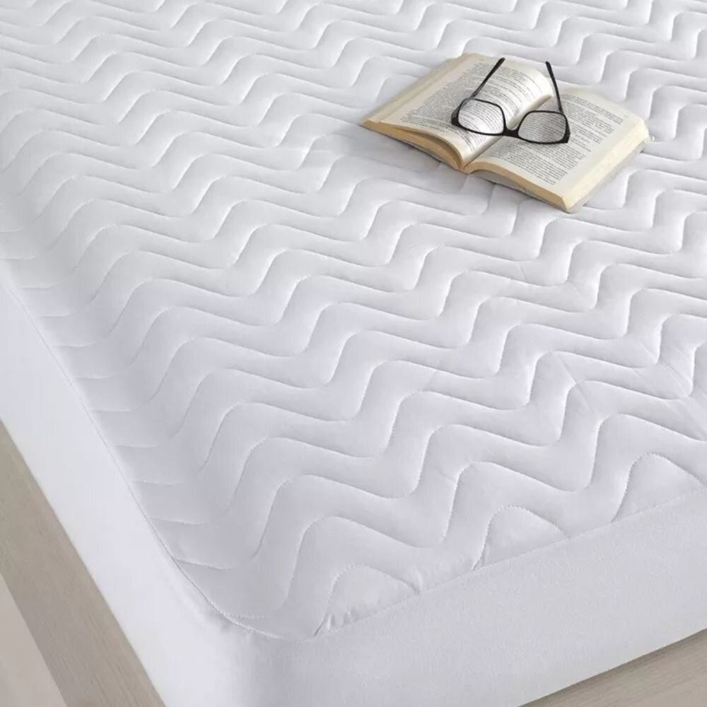 Homibon Husa impermeabila matlasata Premium pentru saltea Alb 120x200+30 cm anti acarieni lavabila la masina bumbac cu membrana TPU