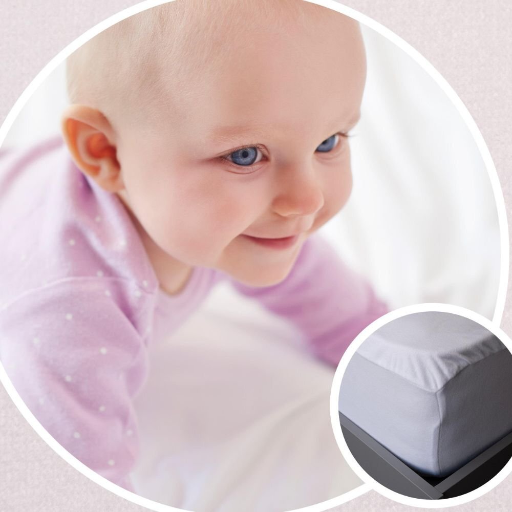 Homibon Husa impermeabila pentru saltea bebe Alb 60x120+20 cm lavabila la masina bumbac cu membrana TPU