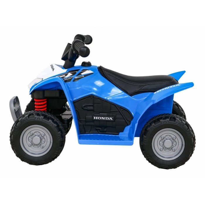 Honda Atv electric pentru copii 250X TRX 64x38x43 cm albastru 30W cu panou audio lumini scaun piele si pedala acceleratie