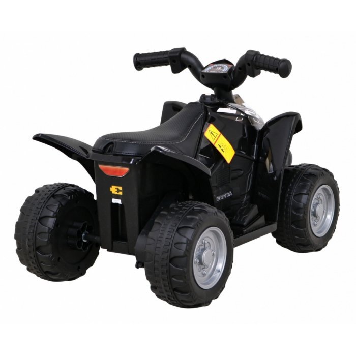 Honda Atv electric pentru copii 250X TRX 64x38x43 cm negru 30W cu panou audio lumini scaun piele si pedala acceleratie