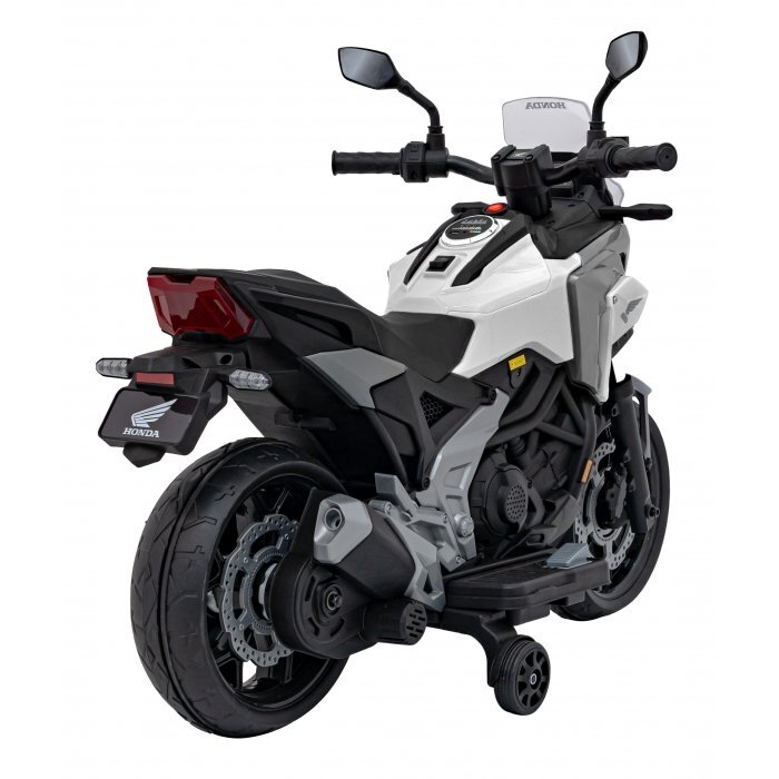 Honda Motocicleta electrica pentru copii NC750X alb 70W cu lumini sunete si panou audio 103x41x74 cm