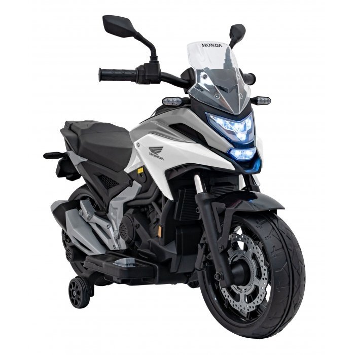Honda Motocicleta electrica pentru copii NC750X alb 70W cu lumini sunete si panou audio 103x41x74 cm