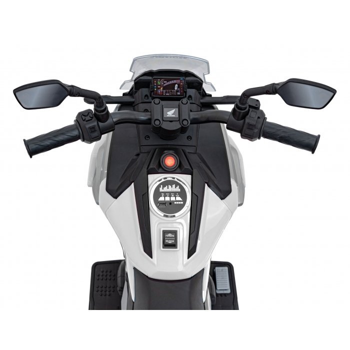 Honda Motocicleta electrica pentru copii NC750X alb 70W cu lumini sunete si panou audio 103x41x74 cm
