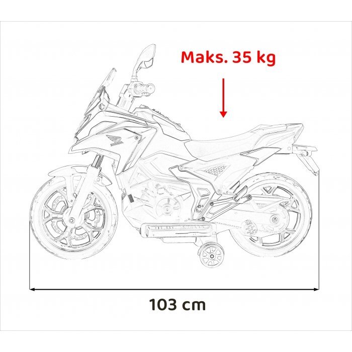 Honda Motocicleta electrica pentru copii NC750X galben 70W cu lumini sunete si panou audio 103x41x74 cm