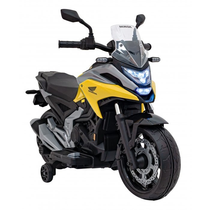 Honda Motocicleta electrica pentru copii NC750X galben 70W cu lumini sunete si panou audio 103x41x74 cm