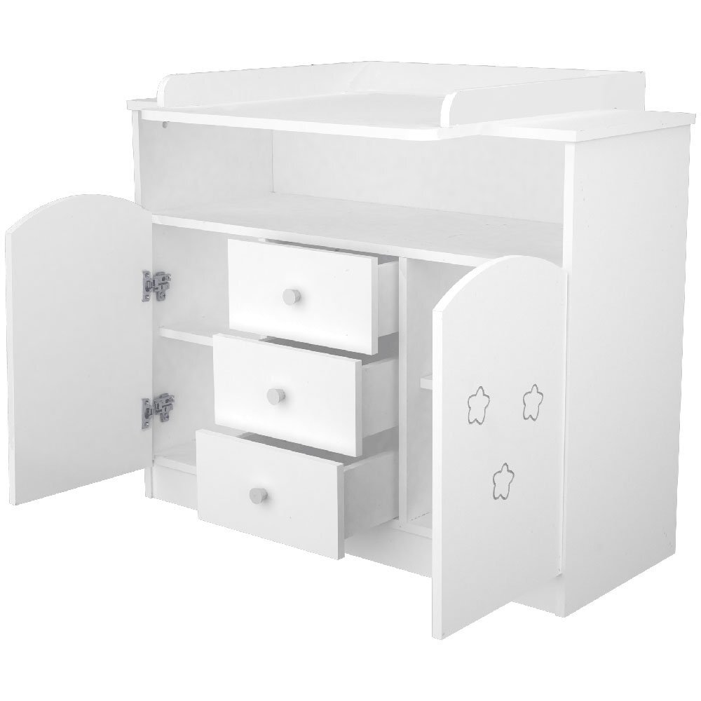 Hubners Comoda de infasat Matei 106 cm alb cu stelute