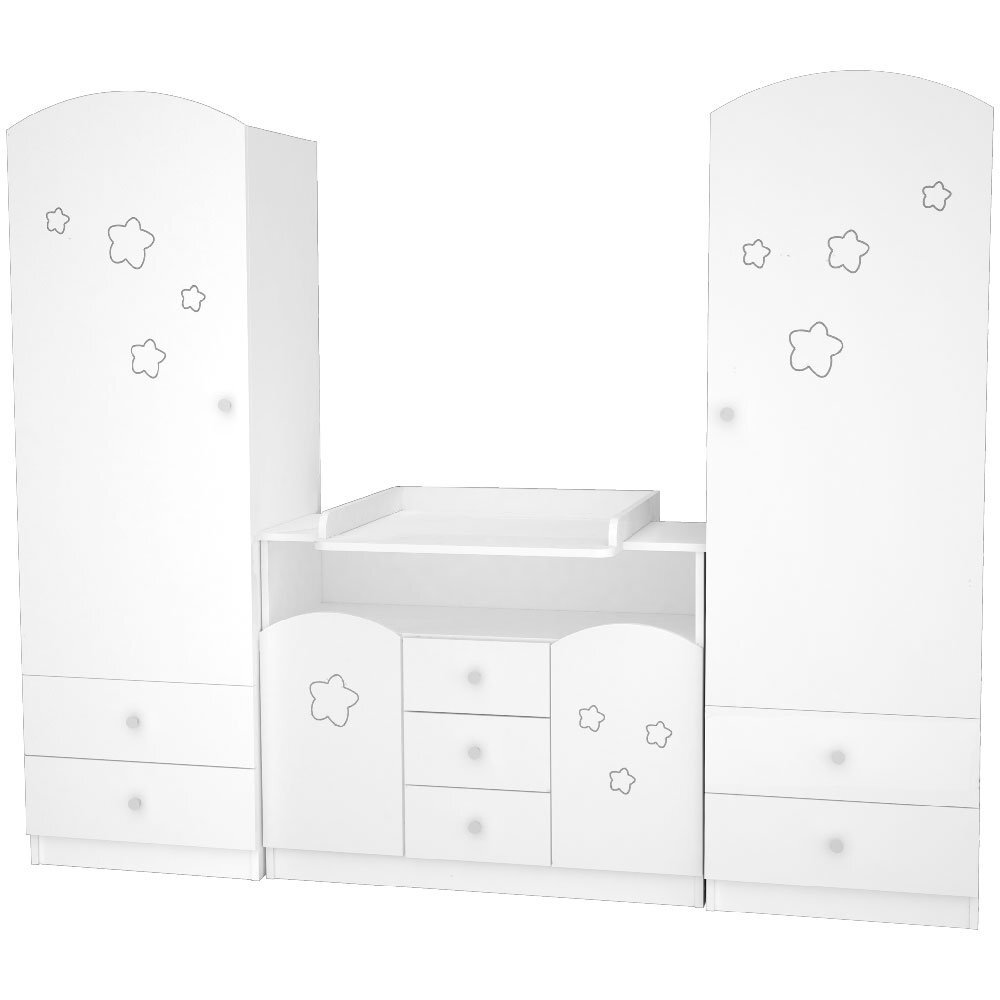 Hubners Comoda de infasat Matei 106 cm alb cu stelute